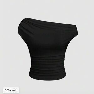 SHEIN Black Off-Shoulder Crop Top